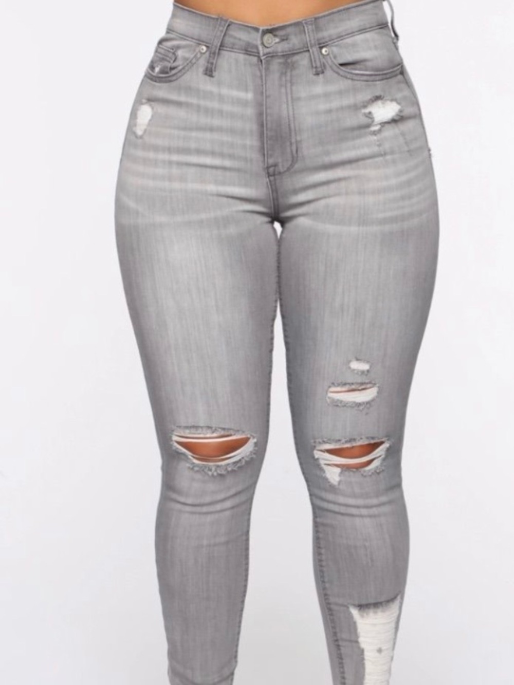 Torrid High-Waist Distressed Skinny Jeans - Gray